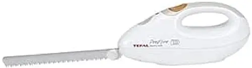 Tefal 8523.31 Elektrisches Messer | 100 Watt | Edelstahlkling | geeignet für Tiefkühl-Gut | weiß/greige
