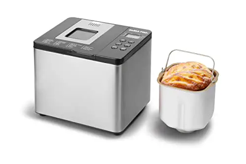 Swiss Pro+ Brotmaschine elektrisch - Mit diesem Brotbackautomaten auch glutenfreies Brot backen - Brotmaschine mit 19 Funktionen - Brot frisch - 550W - Edelstahl