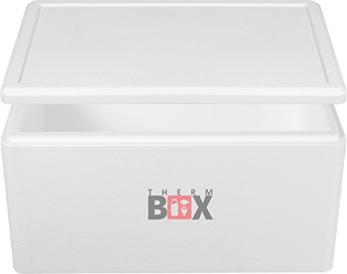 THERM BOX Styroporbox 45W, Innen: 53x33,5x25,5cm, Wand:3,0cm, Volumen: 45,3L, Isolierbox Thermobox Kühlbox Warmhaltebox Wiederverwendbar