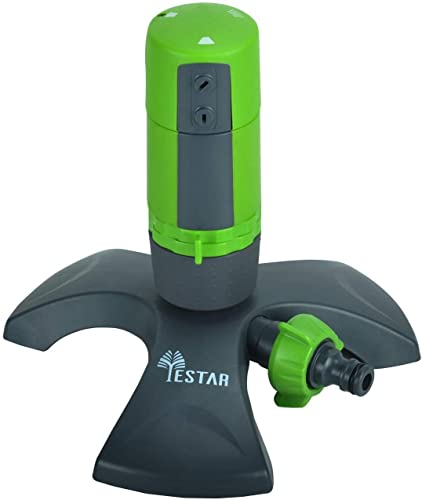 Yestar Automatischer Gartensprinkler, Rasenwassersprenger mit PT-Basis, 30-360 Grad automatisch drehbarer Getriebeantrieb & 3-in-1 (Jet, Dusche, Überschwemmung) für die Bewässerung von Rasen