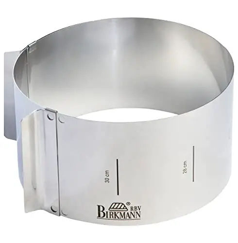RBV Birkmann Hoher Tortenring | stufenlos verstellbar 18-30 cm, 10 cm hoch | Backring rund für Tortenböden | Edelstahl silber