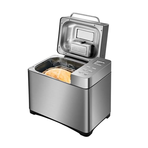OUBUBY Brotbackautomat, Edelstahl Brotbackautomat Brotbackofen Antihaft Brotbackautomat mit 19 Funktionsprogrammen und Zeitschaltuhr Backautomat 650W für Kuchen Brot Reis