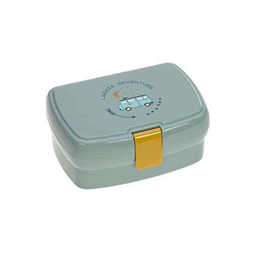 LÄSSIG Kinder Lunchbox Brotdose mit herausnehmbarer Unterteilung, BPA-frei/Adventure Bus, 1 Stück (1er Pack), mint