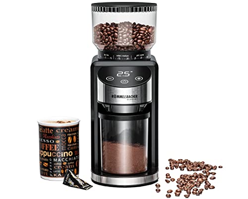 ROMMELSBACHER Kaffeemühle EKM 400 - Kegelmahlwerk, Antistatik-Funktion, 12 Portionen, Halterung für Siebträger, Mahlgrad in 35 Stufen, Bohnenbehälter 220 g, Pulverbehälter, 130 Watt