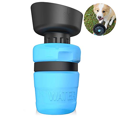 SZRWD Hundetrinkflasche für unterwegs, 520ml Hunde Wasserflasche, Tragbare Haustier Trinkflasche BPA Frei Faltbarer Hunde/Katze Wasserflasche für Haustiere Unterwegs, Reise und Wandern