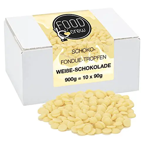 Sweet Wishes 900g Belgische weiße Fondue-Schokolade Drops - zart schmelzender Hochgenuss feine Leckerei für Schoko-Brunnen Fondue-Sets - beste Qualität - 10 Portionsbeutel zu je 90 g einzeln verpackt