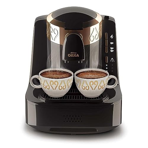 Arzum Okka OK001 Türkische Kaffeemaschine, Kaffeekanne 2 Tassen Fassungsvermögen Direktbefüllung Automatische Brühstufenerkennung Patentierte Kochtechnologie Selbstreinigung 710W- Schwarz-Chrom