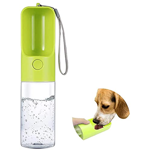 MTSLYH Hunde Wasserflasche 16oz Hund Wassernapf 450ml Tragbare Durable Hund Wasserflasche mit Auslaufsicherem Knopf BPA-frei Tragbarer Hundenapf für Outdoor Reisen, Walking, Camping und Wandern (Grün)