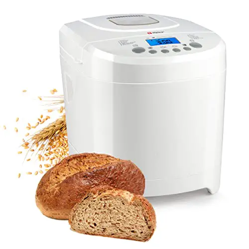 alpina Brotbackautomat - Brotbackmaschine - kleine bis große Brote: 450-680-900 Gramm - Timer - 12 Backprogramme - auch für Kuchen, Marmelade und Ketchup - 600W, Weiß