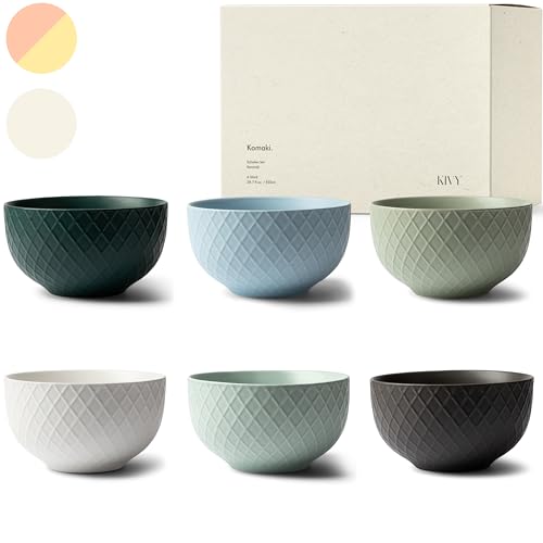 KIVY Müslischalen Keramik - 6 x 850ml - Große Bowls für Müsli & Suppen - Suppenschüssel - Bowl Schüssel Groß - Müslischüsseln - Suppenschalen Set - Schalen Set - Müsli Schüssel Keramik