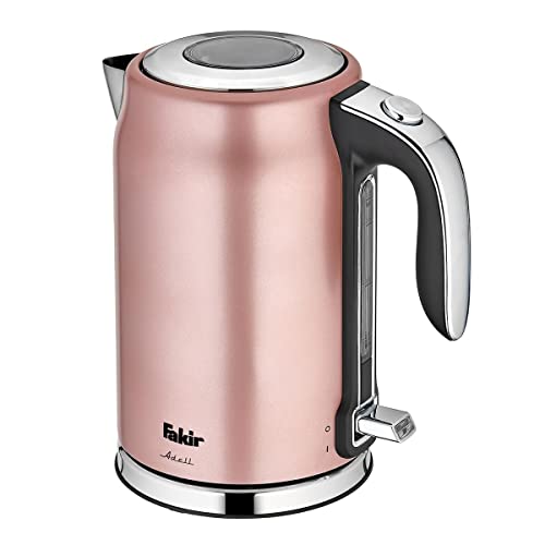 Fakir Adell/Edelstahl-Wasserkocher, Teekocher, mit Wasserstandsanzeiger, Ein/Aus-Funktion, 1,7 Liter – 2.200 Watt (Rosé)