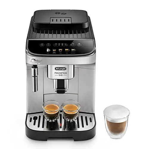 De'Longhi Magnifica Evo ECAM 292.33.SB Kaffeevollautomat mit Milchaufschäumdüse, 5 Direktwahltasten für Espresso, Kaffee und Kaffeespezialitäten, intuitives Bedienfeld,2-Tassen-Funktion,Silber/Schwarz