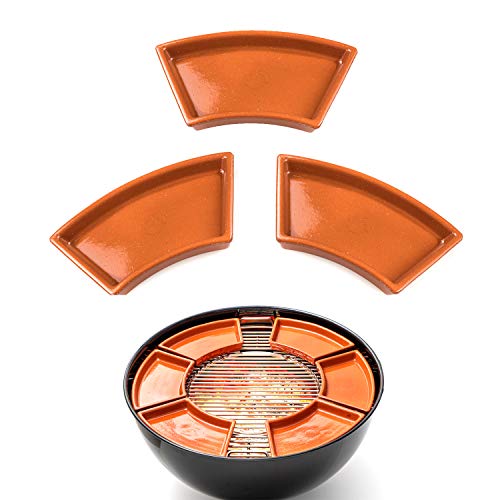 FUMOSA keramische Grillschale Ronda für 57cm Holzkohlegrills (z.B. Master-Touch) - Cazuela - Tapas Keramik Schale - 3er Set