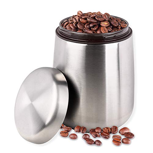 Schramm® Kaffeedose mit Dosierlöffel Kaffeedosen Kaffeebehälter aus Edelstahl mit Aromaverschluss luftdicht Aromadose Vorratsdose für Kaffeebohnen Kaffepulver Kakao Zucker