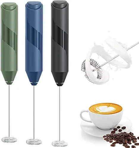 Milchaufschäumer Stab/Milchschäumer Elektrisch tragbarer mit Hoher Leistung 14000U/min/Mini-Getränkemixer Kaffeebesen batteriebetriebener für Latte, Matcha-Tee, Cappuccino, Schwarz