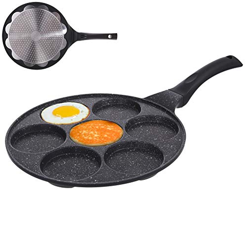 ORION Augenpfanne Ø 27 cm | Spiegelei-Pfanne für 7 Eier | Crepepfanne für Gas | fur Induktion, mit antihafte Beschichtung