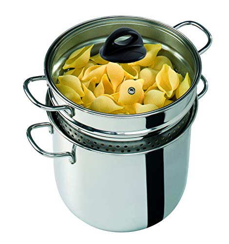 Barazzoni 419048022 Pasta-Topf, Kochen und Zusehen, Spaghetti-Topf, Deckel mit Korb, Made in Italy, Glas Edelstahl 18/10, 6 Liter