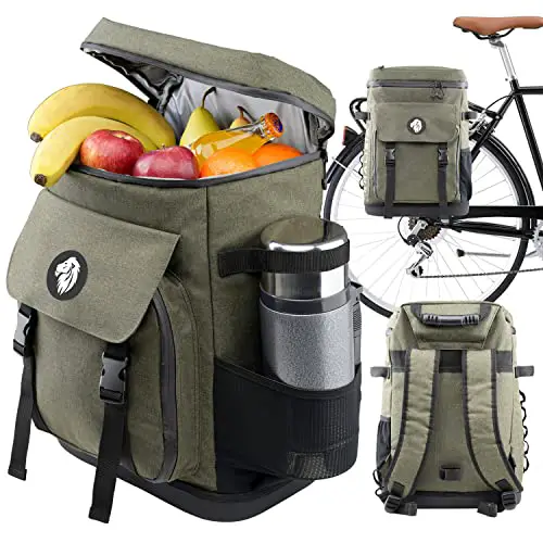 KHALISIA Kühltasche - Fahrradtasche einsetzbar als Gepäckträgertasche - Fahrradrucksack 30L - mit Picknickfach - ideal für Fahrradtouren, Wandern, Camping, Reisen etc.