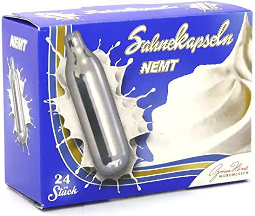 NEMT 24s 24 Stück N2O Sahnekapseln, passend für alle handelsüblichen Sahnebereiter, Sahnespender Cream Whipper Chargers