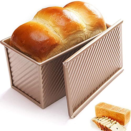 Brotbackform, Baguetteform Backblech, ntihaftbeschichtet Robuste Gusseisen Kasten Brotbackform Große BrotbackformKasten for für Brot (Gold)