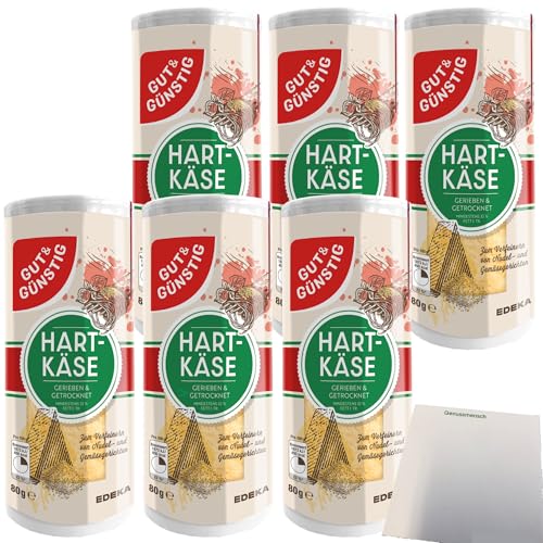 Gut&Günstig geriebener Hartkäse 32% Fett Grated Cheese 6er Pack (6x80g Streuer) + usy Block