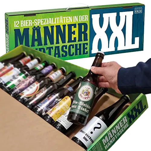 KALEA Männerhandtasche XXL 'Limited Frühlings Edition' | 12 x 0,33l Bierspezialitäten | Biergeschenk für Männer | Ostergeschenk | Bier Tasting zu Hause für alle Fans von verschiedenen Biersorten