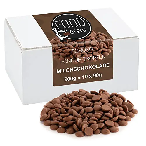Sweet Wishes 900g Belgische Fondue-Schokolade Vollmilch-Drops - zart schmelzender Hochgenuss feine Leckerei für Schoko-Brunnen Fondue-Sets - beste Qualität - 10 Portionsbeutel je 90 g einzeln verpackt