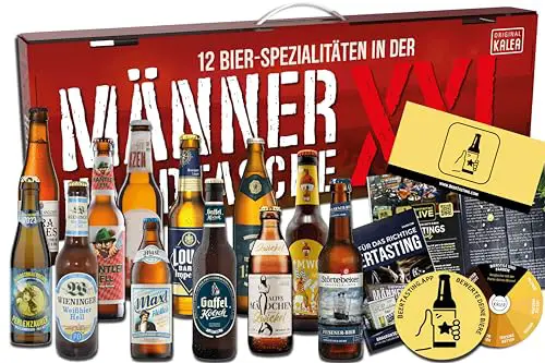 KALEA Männerhandtasche XXL l Bierset mit 12 x 0,33l Bierspezialitäten l Bier Tasting zu Hause für alle Fans von verschiedenen Biersorten | Perfektes Ostergeschenk für Männer und Frauen