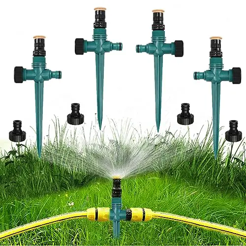 4 Stück Rasensprenger 360° Drehbarer Gartensprenger Garten Sprinkler, Garten-Rasensprenger,Wassersprenger Einstellbar Automatische Bewässerungssystem (Grün)